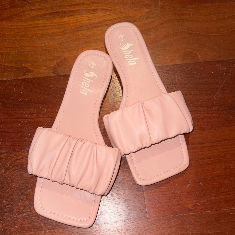 Shein pink square toe sandals